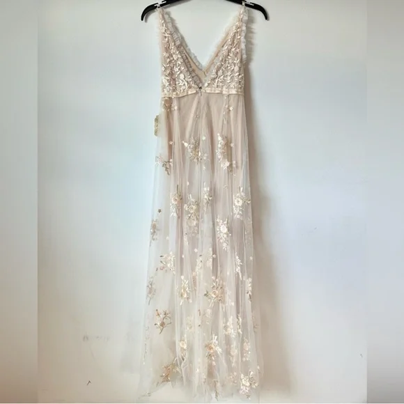 Altar'd State Alora Ivory Floral Embroidered V-Neck A-Line Dress - Picture 4 of 5